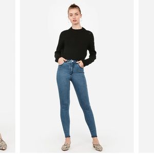 Express Super High Waisted Denim Leggings Size 8S